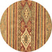 Round Machine Washable Abstract Brown Modern Rug, wshabs2445brn