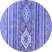 Round Abstract Blue Modern Rug, abs2445blu