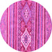 Round Abstract Pink Modern Rug, abs2445pnk