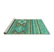 Sideview of Machine Washable Abstract Turquoise Modern Area Rugs, wshabs2445turq