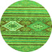 Round Machine Washable Abstract Green Modern Area Rugs, wshabs2445grn