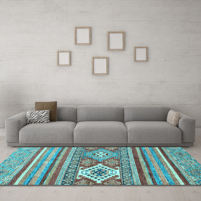 Machine Washable Abstract Light Blue Modern Rug in a Living Room, wshabs2445lblu