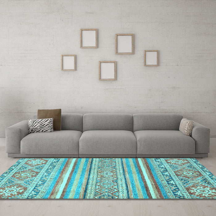 Machine Washable Abstract Light Blue Modern Rug in a Living Room, wshabs2446lblu