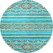 Round Abstract Light Blue Modern Rug, abs2446lblu