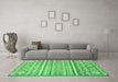 Machine Washable Abstract Emerald Green Modern Area Rugs in a Living Room,, wshabs2446emgrn