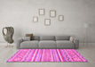 Machine Washable Abstract Pink Modern Rug in a Living Room, wshabs2446pnk