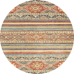 Round Abstract Gold Brown Modern Rug, abs2446