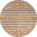 Round Abstract Gold Brown Modern Rug, abs2446