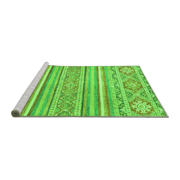Sideview of Machine Washable Abstract Green Modern Area Rugs, wshabs2446grn