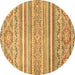 Round Abstract Brown Modern Rug, abs2446brn