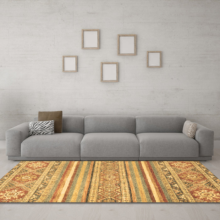 Machine Washable Abstract Brown Modern Rug in a Living Room,, wshabs2446brn