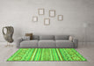 Machine Washable Abstract Green Modern Area Rugs in a Living Room,, wshabs2446grn