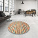 Round Machine Washable Abstract Gold Brown Rug in a Office, wshabs2446