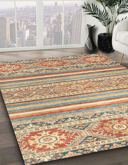 Machine Washable Abstract Gold Brown Rug in a Family Room, wshabs2446