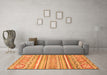 Machine Washable Abstract Orange Modern Area Rugs in a Living Room, wshabs2446org