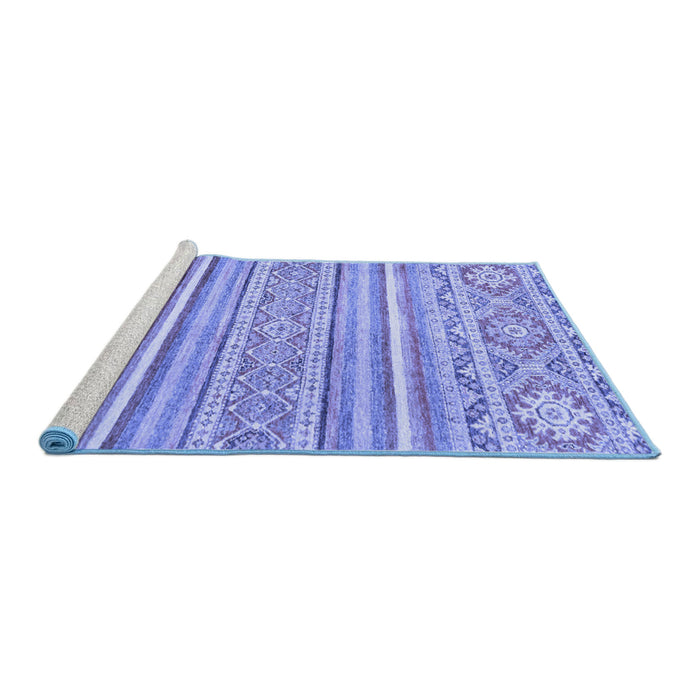 Sideview of Machine Washable Abstract Blue Modern Rug, wshabs2446blu