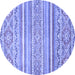 Round Machine Washable Abstract Blue Modern Rug, wshabs2446blu