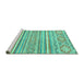 Sideview of Machine Washable Abstract Turquoise Modern Area Rugs, wshabs2446turq