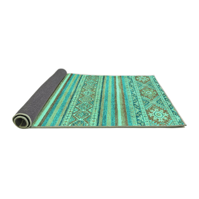 Sideview of Abstract Turquoise Modern Rug, abs2446turq