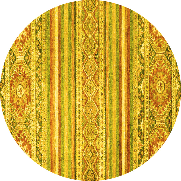 Round Machine Washable Abstract Yellow Modern Rug, wshabs2446yw
