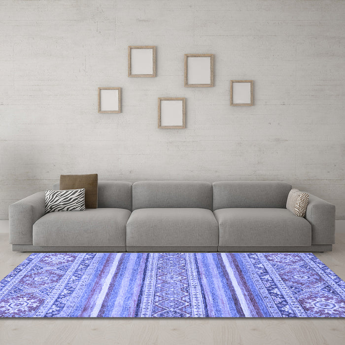 Machine Washable Abstract Blue Modern Rug in a Living Room, wshabs2446blu