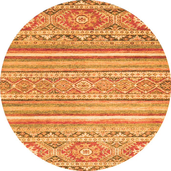 Round Machine Washable Abstract Orange Modern Area Rugs, wshabs2446org