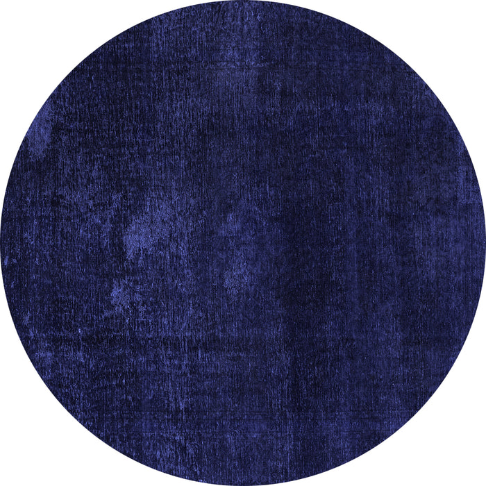 Round Abstract Blue Modern Rug, abs2447blu