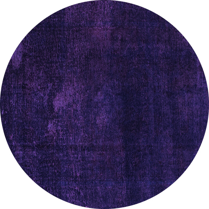 Round Machine Washable Abstract Purple Modern Area Rugs, wshabs2447pur