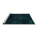 Sideview of Machine Washable Abstract Turquoise Modern Area Rugs, wshabs2447turq