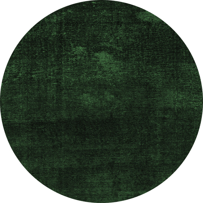 Round Machine Washable Abstract Emerald Green Modern Area Rugs, wshabs2447emgrn