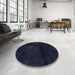 Round Abstract Blue Modern Rug in a Office, abs2447