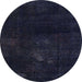 Round Abstract Blue Modern Rug, abs2447