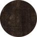 Round Abstract Brown Modern Rug, abs2447brn