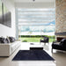 Square Abstract Blue Modern Rug in a Living Room, abs2447