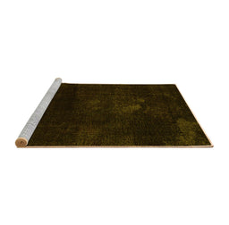 Sideview of Machine Washable Abstract Yellow Modern Rug, wshabs2447yw