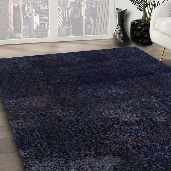 Abstract Blue Modern Rug in Family Room, abs2447