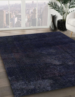 Machine Washable Abstract Night Blue Rug in a Family Room, wshabs2447