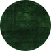 Round Abstract Green Modern Rug, abs2447grn