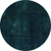 Round Abstract Turquoise Modern Rug, abs2447turq