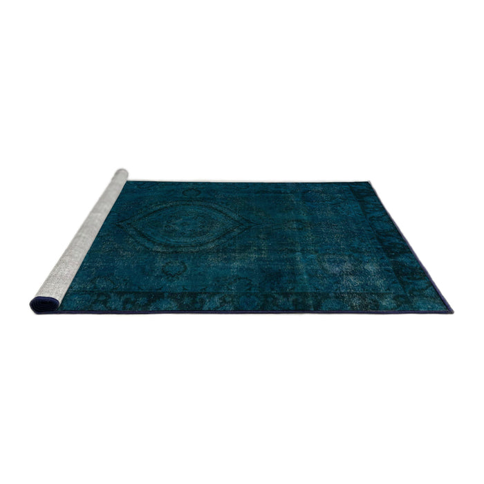 Sideview of Machine Washable Abstract Medium Teal Green Rug, wshabs2448