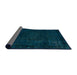 Sideview of Abstract Teal Green Persian Rug, abs2448