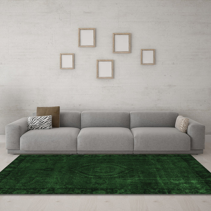 Machine Washable Persian Emerald Green Bohemian Area Rugs in a Living Room,, wshabs2448emgrn