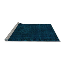 Sideview of Machine Washable Persian Light Blue Bohemian Rug, wshabs2448lblu