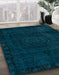 Abstract Teal Green Persian Rug in Family Room, abs2448