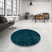 Round Machine Washable Abstract Medium Teal Green Rug in a Office, wshabs2448