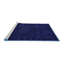 Sideview of Machine Washable Persian Blue Bohemian Rug, wshabs2448blu