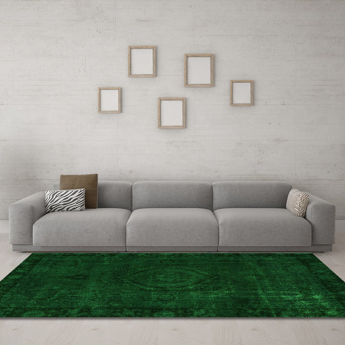 Machine Washable Persian Green Bohemian Area Rugs in a Living Room,, wshabs2448grn