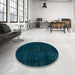 Round Abstract Teal Green Persian Rug in a Office, abs2448