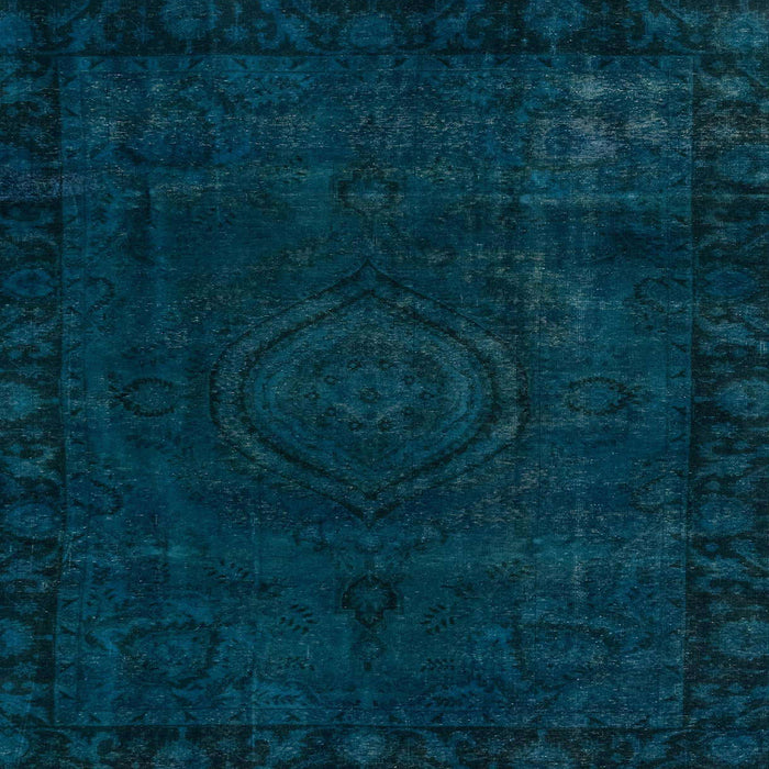 Square Abstract Teal Green Persian Rug, abs2448