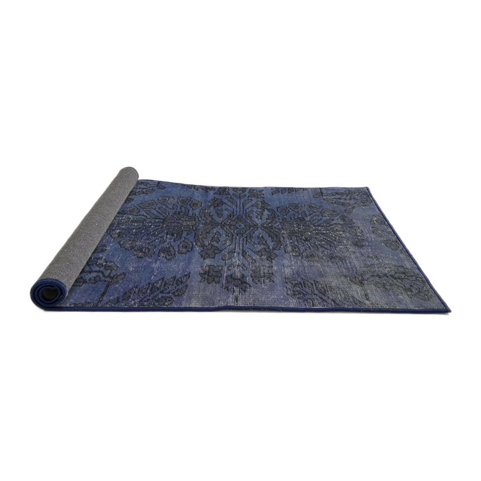 Sideview of Abstract Dark Blue Grey Blue Modern Rug, abs2449